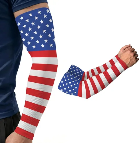 Miniatura 21 de ARMORAY Mangas de brazo para hombres y mujeres, protección solar UV, cubierta de tatuajes, manga deportiva para golf, correr, fútbol verde celestial
