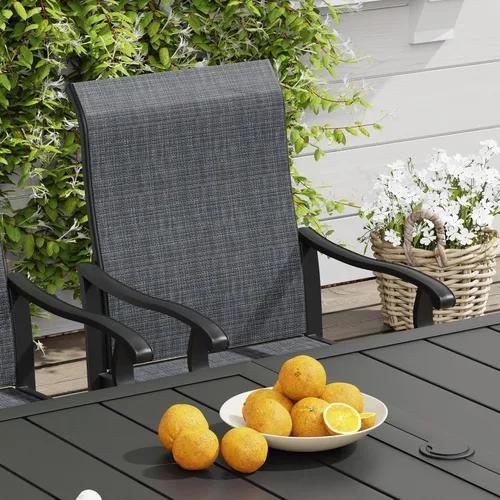 Miniatura 2 de VICLLAX Muebles pequeños de exterior de 3 piezas, 2 sillas giratorias de patio y mesa redonda pequeña para 2, sillas de carbón oscuro y negro
