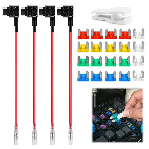 Miniatura 7 de Paquete de 4 adaptadores de fusible para automóvil de 12 V, mini cuchillas con 20 fusibles (10A/15A/20A/25A/30A), ATO ATC ATM APM, portafusibles