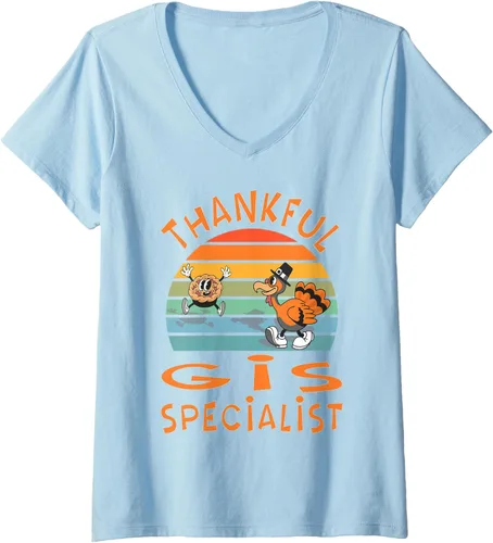 Miniatura 4 de Womens GIS Specialist Job Funny Thanksgiving V-Neck T-Shirt