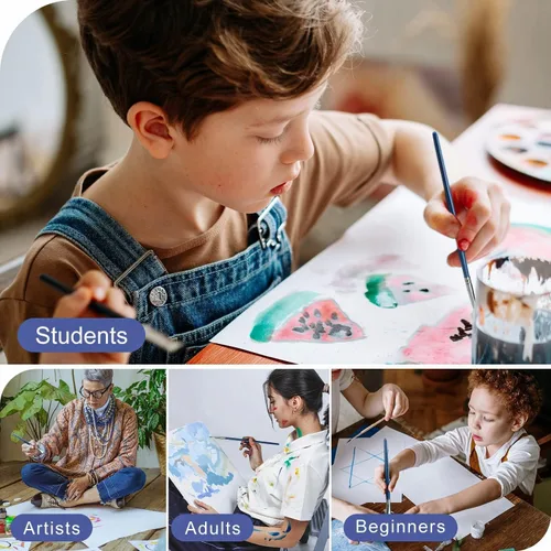 Miniatura 5 de Rosmax - Pinceles de pintura para artistas, pelo de nailon y 15 tamaños diferentes para pintura acrílica, óleo, acuarela, tela, ideal para niños