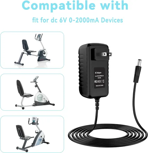 Miniatura 4 de Cable adaptador de corriente alterna de 6V 2A compatible con ProForm Elliptical Smart Strider 6.0 10.0 ZE, 480 490 500 600 LE, 390 395 475 Cardio