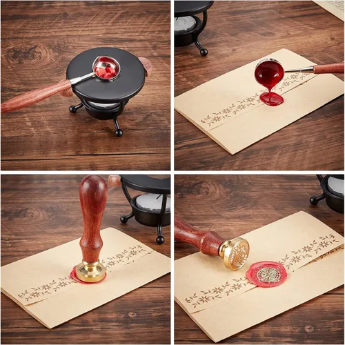 Miniatura 6 de CRASPIRE Sello de cera con notas musicales, sellos de cera vintage, clave musical, sello de madera retro, cabeza de latón extraíble de 0.98 pulgadas
