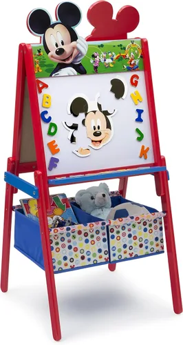 Delta Children - Caballete de madera de doble cara con almacenamiento - Certificado Greenguard Gold, Mickey Mouse de Disney