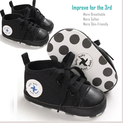 Miniatura 6 de Zapatos de lona para bebés recién nacidos, suela suave, para los primeros pasos, zapatos planos para niños pequeños, zapatos de mezclilla unisex