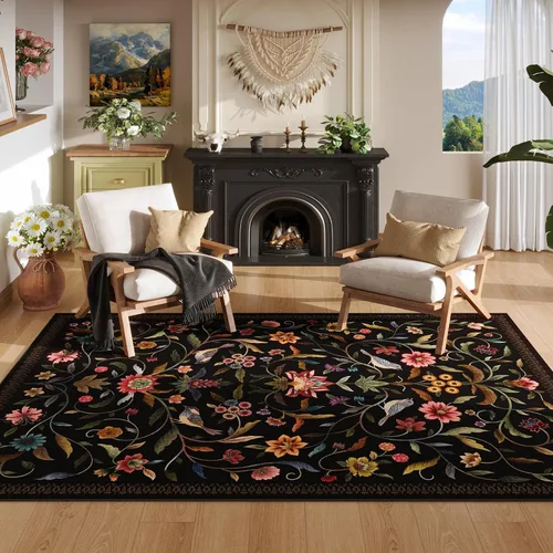 Miniatura 35 de Alfombra de entrada vintage con medallón floral de 2 x 3 pulgadas, lavable a máquina, alfombra de entrada de pelo bajo, suave, pequeña, alfombra