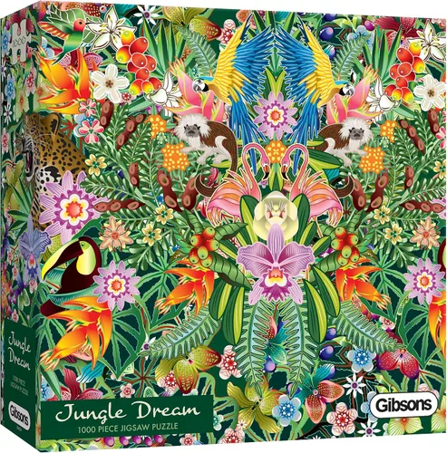 Gibsons Jungle Dream - Rompecabezas de 1000 piezas, diseño colorido de animales y flores, rompecabezas ecológico para adultos y adolescentes,