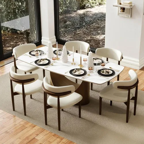 Miniatura 30 de POVISON Mesa de Comedor Moderna Hobart de 63" para 4, Mesa de Comedor Rectangular de Servicio Pesado Negro Mate, Superficie de Mesa de Comedor