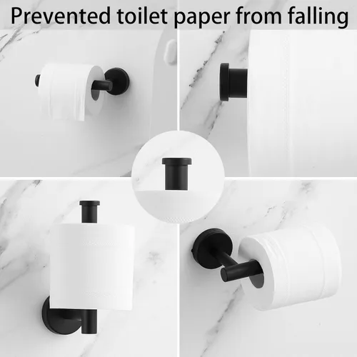 Miniatura 6 de Juego de Accesorios de Baño Negro de 10 Piezas, Juego de Barras de Toalla de Acero Inoxidable Negro Mate, Incluye 2 Barras de Toalla de 16'', 4