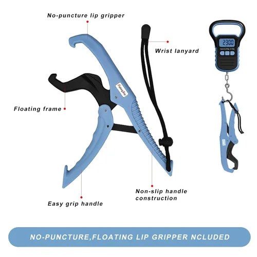Miniatura 4 de Báscula de pesca impermeable con pinza de labio, báscula de equipaje colgante postal de 110 libras con gancho, báscula de mano digital con cinta