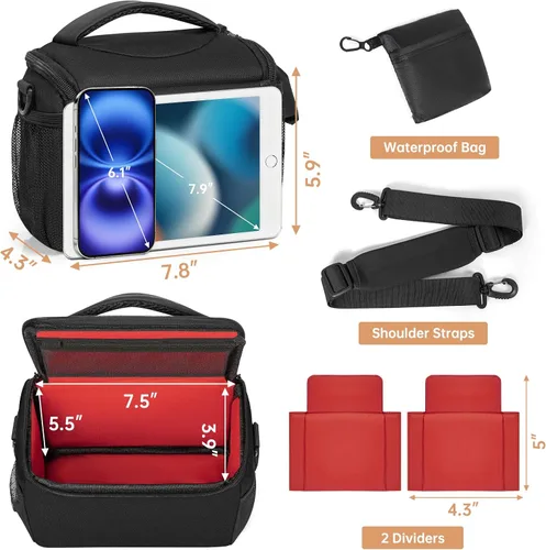Miniatura 3 de Bolsa de transporte para cámara, estuche anti-choque con cubierta impermeable para lluvia compatible con Canon EOS R50 M50 Powershot SX540 SX70