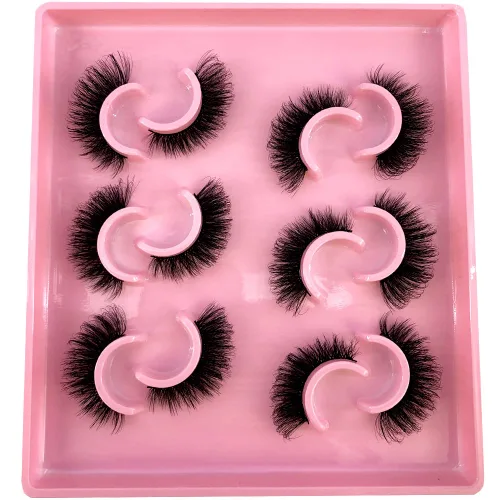 Miniatura 3 de Paquete de 6 pares de pestañas postizas esponjosas naturales de imitación de visón en tiras 3D (MSD-4)