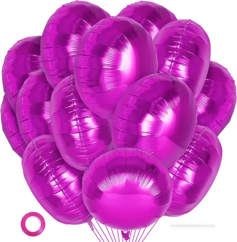 Miniatura 23 de 20 globos redondos negros, globos redondos de aluminio de 18 pulgadas, globos redondos gigantes de helio de Mylar para fiestas de cumpleaños, baby