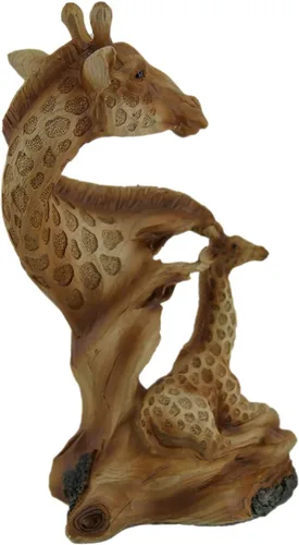 Miniatura 2 de Nuevo busto de jirafa con aspecto de madera de 8 pulgadas con estatua de jirafa en roca