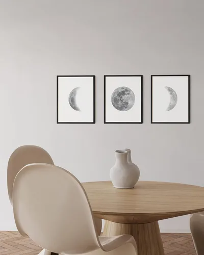 Miniatura 4 de HAUS AND HUES Arte de pared de fases lunares para dormitorio, juego de 3 impresiones de fases lunares, arte de etapas de la luna, decoración de 3