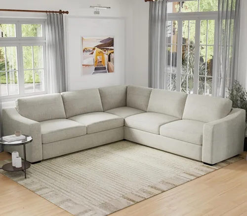 Miniatura 24 de ELUCHANG Sofá moderno de 85 pulgadas para sala de estar, sofá de lino natural de 3 plazas con asientos extra profundos, cojín tapizado y funda