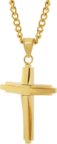 Miniatura 13 de HZMAN collar con colgante de cruz de acero inoxidable pulido, con cadena de 24 in, para hombre