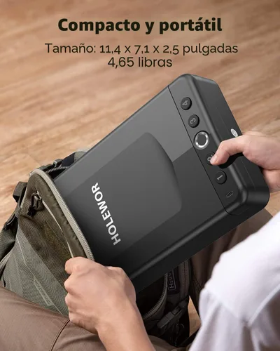 Miniatura 3 de HOLEWOR - Caja fuerte para armas en el automóvil, caja fuerte pequeña para pistolas, caja de seguridad biométrica para armas de mano con huella