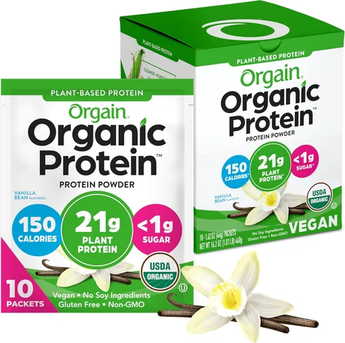 Miniatura 12 de Orgain - Proteína orgánica vegana en polvo, fresas y crema - 21g de proteína a base de plantas, 4g de fibra prebiótica, bajo en carbohidratos netos