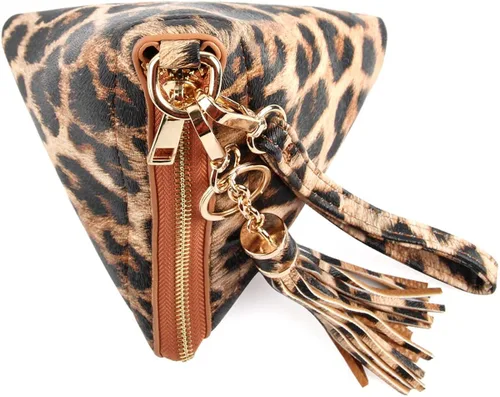 Miniatura 3 de Bolso de mano triangular de cuero vegano Bolsa de cóctel de noche piramidal correa desmontable y dije de borla talla única