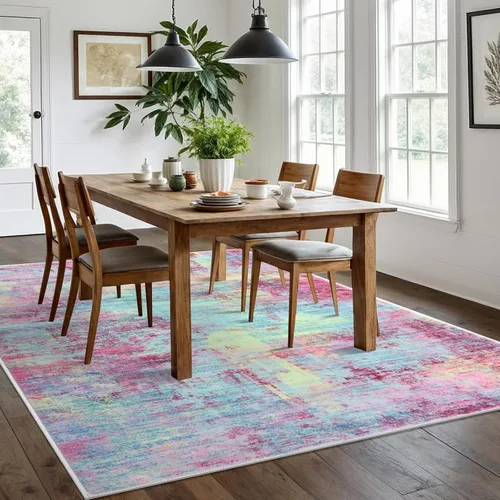 Miniatura 135 de IOHOUZE Alfombra abstracta lavable de 3 x 12 pies para pasillos, antideslizante para cocina, camino de entrada de lana sintética para interiores