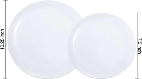 Miniatura 7 de KIRE 60 platos desechables blancos – Platos de plástico blanco resistentes para fiestas/bodas – Incluye 30 platos llanos de 10.25 pulgadas y 30
