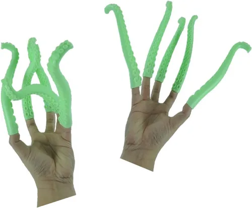 Miniatura 3 de 5 marionetas de tentáculo de dedo de silicona verde