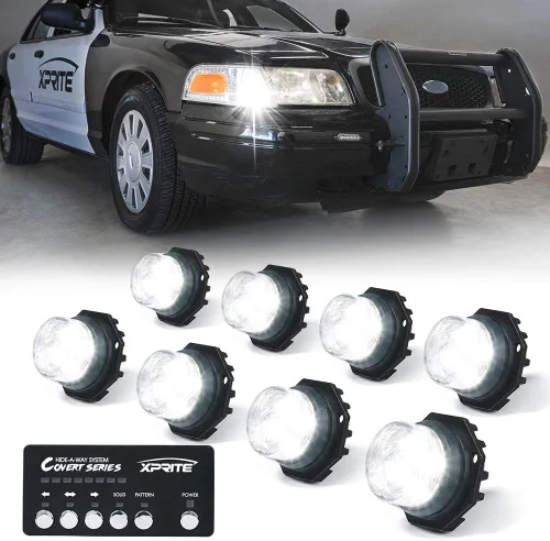 Miniatura 21 de Xprite Kit de luces estroboscópicas LED ámbar ocultas, 20 patrones intermitentes con panel de control, faros, luces traseras, luces antiniebla