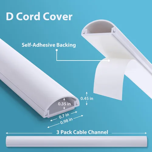 Miniatura 4 de ZhiYo Ocultador de cable de 39 pulgadas (3 piezas de 13 pulgadas de largo cada una), para 1-2 cables, cubiertas de cable autoadhesivas para cables