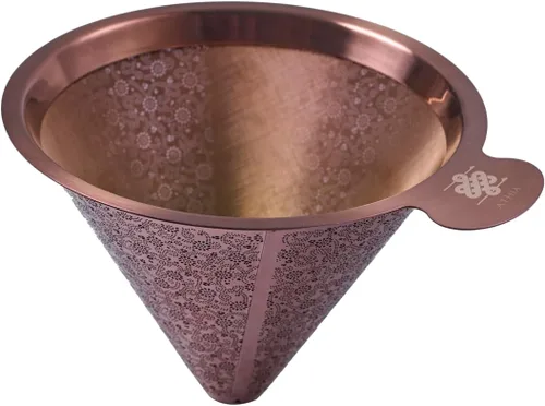 Miniatura 10 de ATHIA Golden Dripper - Filtro de café reutilizable de acero inoxidable sin papel para cafeteras de goteo, ecológico, fácil de limpiar, compatible