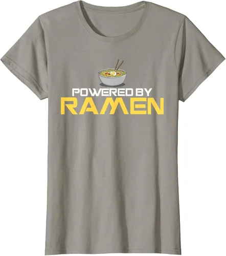 Miniatura 51 de Camiseta de fideos de anime japoneses Powered By Ramen, Negro, S
