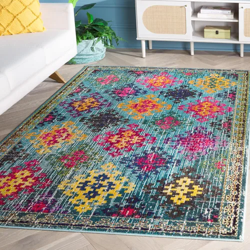 Miniatura 12 de SAFAVIEH Monaco Collection - Alfombra para pasillo, 2.2 x 6 pies, diseño bohemio de enrejado de diamantes, no desprende pelusa y de fácil cuidado