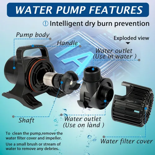 Miniatura 6 de WaterRebirth (4000GPH-230W, UL listado) Fuente grande Sumergible Agua Estanque Sumergible Bomba de Sumidero de Agua Acuario Bomba de Cascada