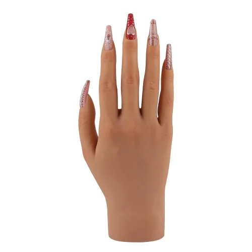 Miniatura 9 de Mano de práctica de silicona para uñas acrílicas, manos falsas para practicar uñas postizas, mano de maniquí para práctica de uñas y arte de uñas