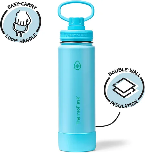 Miniatura 2 de ThermoFlask Botella de agua aislada con tapa de boquilla, a prueba de fugas, botella de agua de acero inoxidable para bebidas frías y calientes