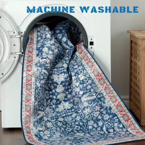 Miniatura 8 de COZYLOOM Alfombra vintage de 2 x 6 pies, estilo oriental con estampado floral, envejecida, estética, bohemia, de felpilla, para entrada, pasillo