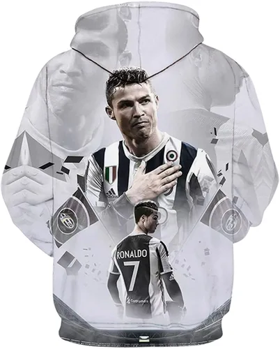 Miniatura 2 de Gin-back ZZYuni Unisex Cristiano Ronaldo 3D Printed Hoodie,CR7 Cotton Sweatshirt with Drawstring Long Sleeve Pullover Tops