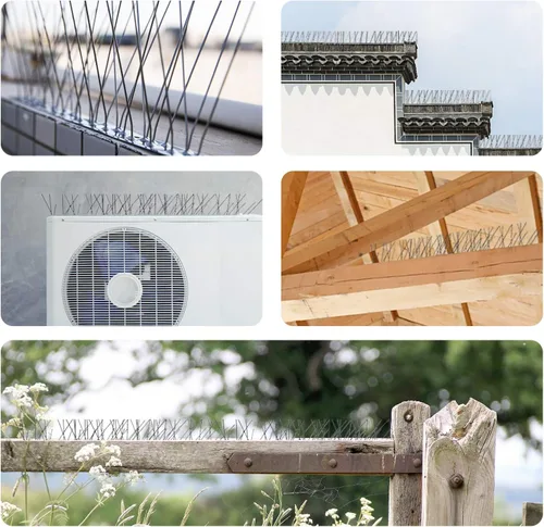 Miniatura 7 de OFFO - Púas de control de aves con base de acero inoxidable, kit de púas de paloma en forma de flecha resistentes para mantener alejadas a las aves