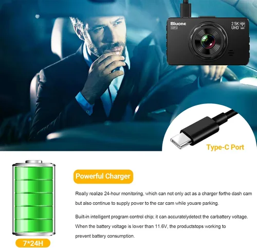 Miniatura 3 de Cable de alimentación OBD para cargador de cámara de tablero OBD2 a USB, 24 horas de vigilancia/modo Acc con botón de interruptor, adaptador