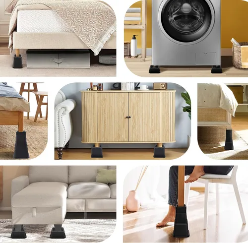 Miniatura 7 de ANNKUT Elevadores de cama de 10 pulgadas resistentes, elevación en alturas de 1,2,3,4,5,6,7,8,9,10 pulgadas, elevadores de muebles ajustables
