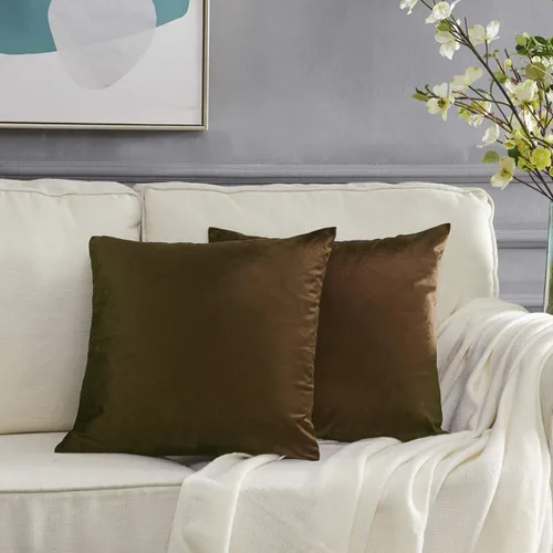 Miniatura 35 de Fundas de almohada GIGIZAZA decorativas de 20 x 20 pulgadas, juego de 2 fundas de almohada color taupe cuadradas para sofá, fundas de almohada Gris