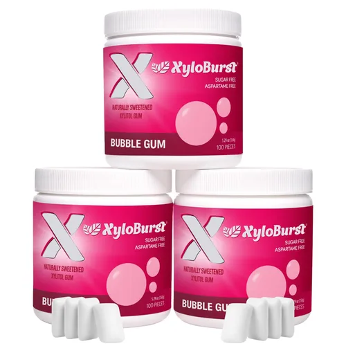 Miniatura 13 de XyloBurst Goma de mascar de xilitol Sin azúcar, sin gluten, apto para dieta cetogénica, sin aspartamo para la salud bucal, menta verde, tarro