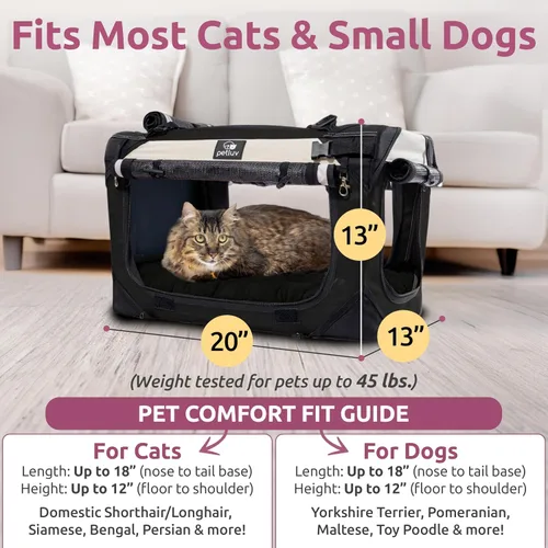 Miniatura 3 de Transportador de mascotas para gatos y perros, lado suave, mediano de 20 x 13 x 13 pulgadas, se adapta a la mayoría de gatos o perros pequeños