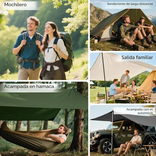 Miniatura 7 de FREE SOLDIER Lona impermeable portátil multifuncional para exteriores, camping, viajes; toldo de mochilero, refugio contra la lluvia Camuflaje 10 ×