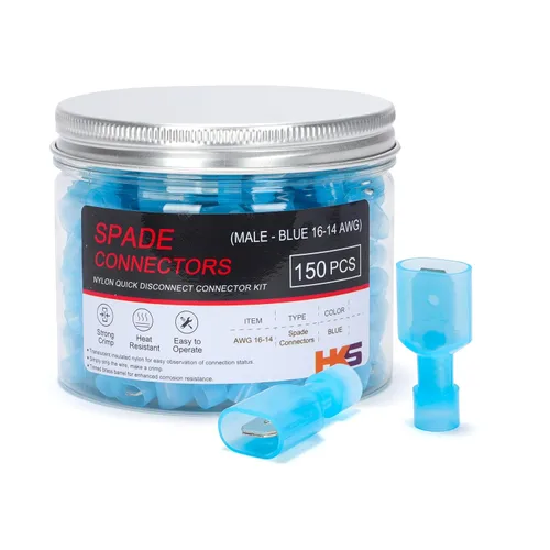 Miniatura 24 de HKS 200 PCS (100 pares) conectores de pala de nailon aislados macho y hembra de 22-10 AWG – Terminales de cable de desconexión rápida, kit