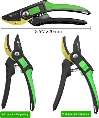 Miniatura 2 de Tijeras de podar de derivación de 8.5 pulgadas, tijeras de jardinería, podadoras, herramientas afiladas de revestimiento de teflón SK5 con tira