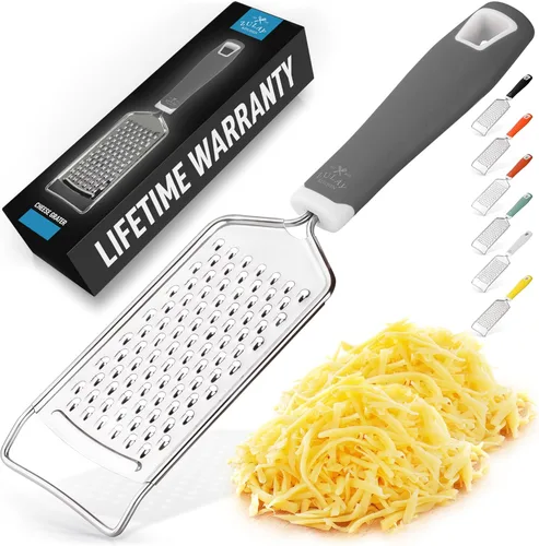 Miniatura 8 de Zulay Kitchen Rallador profesional de queso de acero inoxidable – Rallador de limón de metal duradero a prueba de óxido con mango – Rallador plano
