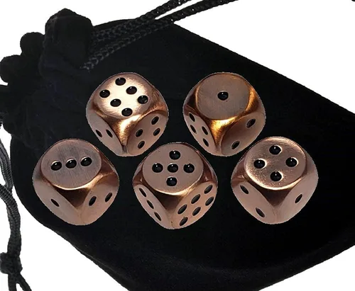 Miniatura 2 de Cyber-Deals Juego de dados de piel sintética negra con forro de fieltro negro de felpa + dados de metal de aleación de zinc de 0.630 pulgadas, caja