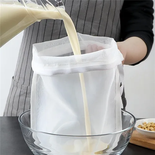 Bolsa de filtro reutilizable de malla fina, filtro de nailon multiusos para preparación de leche de nuez y extracción de jugo, bolsa de filtración