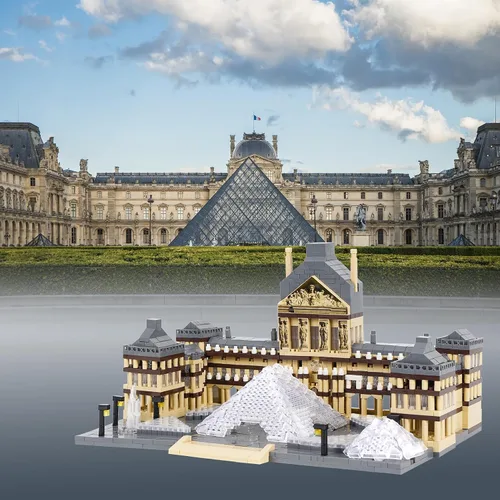 Miniatura 2 de Juego de bloques de construcción micro de Louvre de arquitectura, 3377 piezas de fama mundial modelo arquitectónico, juguetes educativos ladrillos